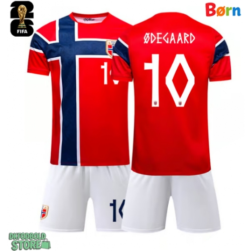 Norge Martin Odegaard #10 Replika Babytøj Hjemmebanesæt Børn VM 2026 Kortærmet (+ Korte bukser)